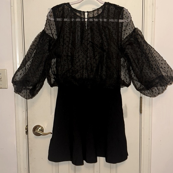 Zara Sheer Black Polka Dot Puff Sleeve Dress.
Size M. - Picture 7 of 13